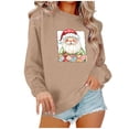 thumbnail image 1 of Women’s Retro Santa Claus Graphic Christmas Sweatshirt Long Sleeve Holiday Pullover Top Festive Xmas Shirt Soft Casual Sweatshirt for Cozy Seasonal Celebrations, 1 of 4