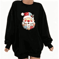 thumbnail image 1 of Women's Retro Santa Holly Patchwork Star Graphic Cotton Round-neck Long-sleeved Sweatshirt Black S-3XL, 1 of 6