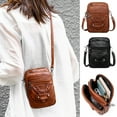 thumbnail image 1 of Women’s Retro Shoulder Bag | Washed Leather Mini Crossbody Purse | Multi-Compartment Cell Phone & Coin Holder | Large Capacity Satchel | Adjustable Strap | 7.5x5.1x1.6 in | Lightweight for Shopping, 1 of 6