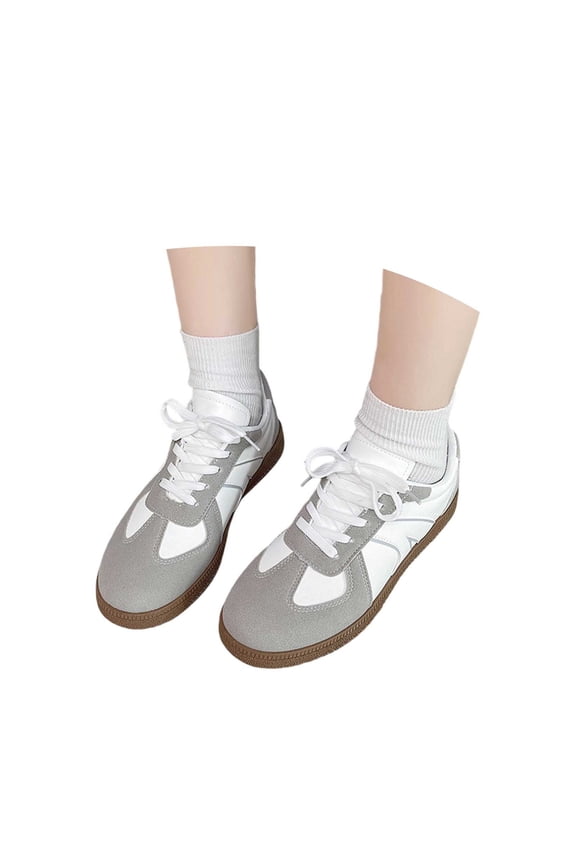 Women's Retro Sneakers Vintage Leather & Suede Patchwork Casual Shoes with Recyclable Material Insole Trendy Non- Cushion for Streetwear & Daily Outfitsï¼Women's fashionable white sneakers