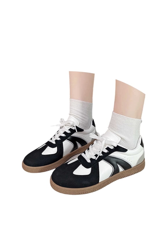 Women's Retro Sneakers Vintage Leather & Suede Patchwork Casual Shoes with Recyclable Material Insole Trendy Non- Cushion for Streetwear & Daily Outfitsï¼Women's fashionable white sneakers