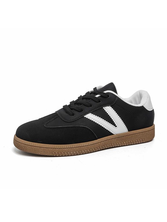 Women's Retro Sneakers Vintage Leather & Suede Patchwork Casual Shoes with Recyclable Material Insole Trendy Non- Cushion for Streetwear & Daily Outfits