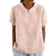 thumbnail image 1 of Women's Retro Striped Button Down Shirt Lapel Collar Relaxed Summer Top Watermelon Red XXXL, 1 of 5
