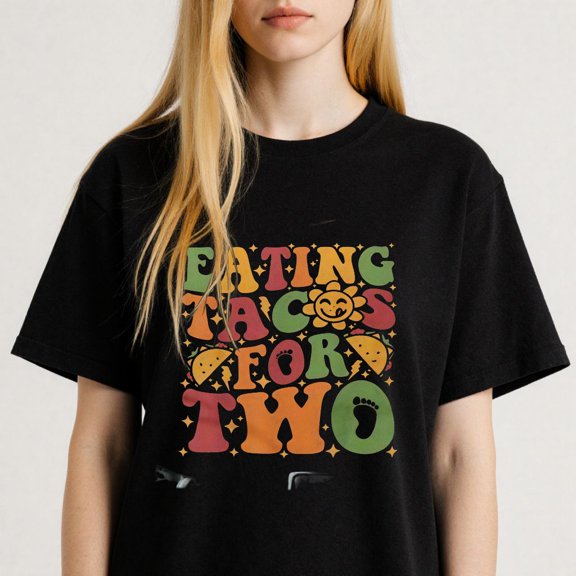 Women's Retro Style Eating Tacos For Two Graphic T-Shirt S-4XL Mother's Day Gift