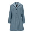 thumbnail image 1 of Women's Retro Style Trench Coat, Solid Color Notched Lapel Button Front Coat, Business Casual A-Line Mid-Length Coat, Slim Fit Wool Blend Jacket for Women, Classic Fall and Spring Outerwear Navy XL, 1 of 5