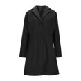 thumbnail image 1 of Women's Retro Style Trench Coat, Solid Color Notched Lapel Button Front Coat, Business Casual A-Line Mid-Length Coat, Slim Fit Wool Blend Jacket for Women, Classic Fall and Spring Outerwear Black L, 1 of 5