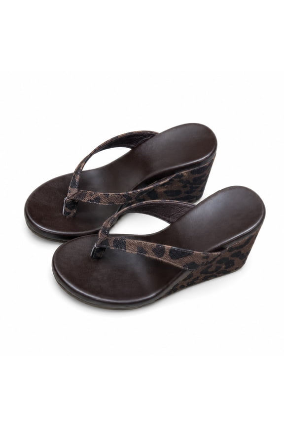 Women's Retro Suede Look Thong Sandals, High Heel Slip On Flip Flops