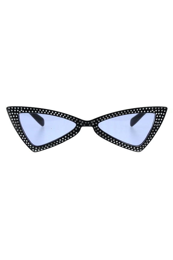 Women's Retro Sunglasses Triangle Cat Eye Silver Polka Dotted UV400 Black, Blue