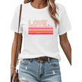 thumbnail image 1 of Women's Retro T-Shirt - Neon LOVE Sign Print Short Sleeve Tee - Vintage 80s Valentine’s Day Glow for Date Night & Romantic Tops, 1 of 5