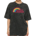 thumbnail image 1 of Women's Retro "Take a Look, It's in a Book" Reading Rainbow Graphic Washed T Shirt Casual Black S-2XL Plus Size, 1 of 5