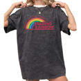thumbnail image 1 of Women's Retro "Take a Look, It's in a Book" Reading Rainbow Graphic Washed T Shirt Casual Black S-2XL Plus Size, 1 of 5
