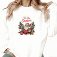 thumbnail image 1 of Women's Retro Tis The Season Santa Candy Cane Ornament Pine Star Graphic Cotton Round-neck Long-sleeved Sweatshirt White S-3XL, 1 of 5