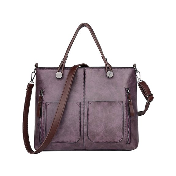 Women's Retro Tote Handbag, Multi-Pockets Leather Bag with Removable Shoulder Strap, Large Capacity Work and Shopping Bag for Daily Use