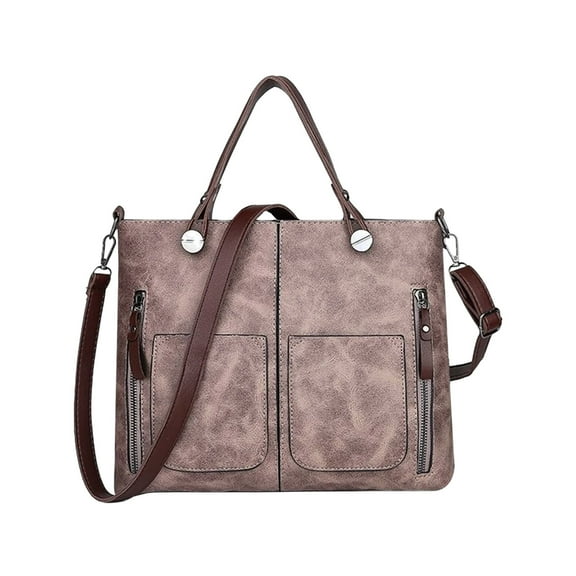 Women's Retro Tote Handbag, Multi-Pockets Leather Bag with Removable Shoulder Strap, Large Capacity Work and Shopping Bag for Daily Use