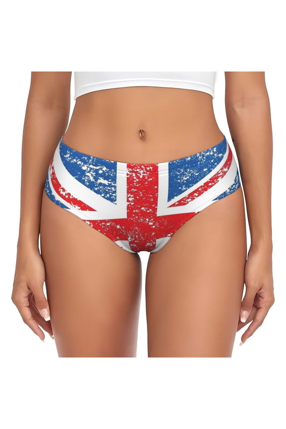 Women's Retro Union-Jack Flag Hipster Underwear 3D printed Bikini Panties Briefs Medium