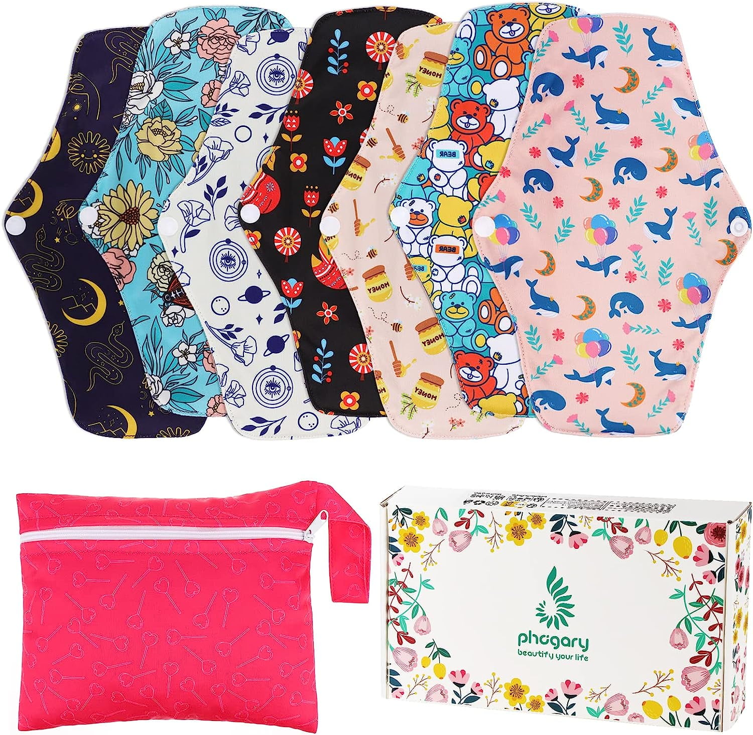 Women's Reusable Menstrual Pads, Bamboo Charcoal Incontinence Pads