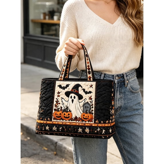 Women's Reusable Shopping Bag,Halloween Pumpkin Handbag for Outdoors, Vacations, Travel Tote Bags