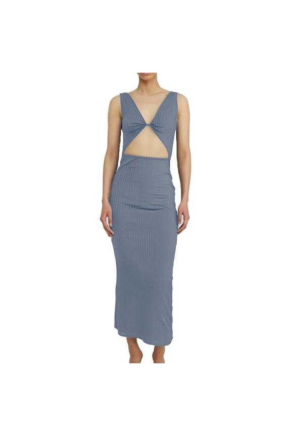 Women's Reversible Knot Bodycon Dress - V-Neck Sleeveless, High Waist, Party/Club Summer Wear