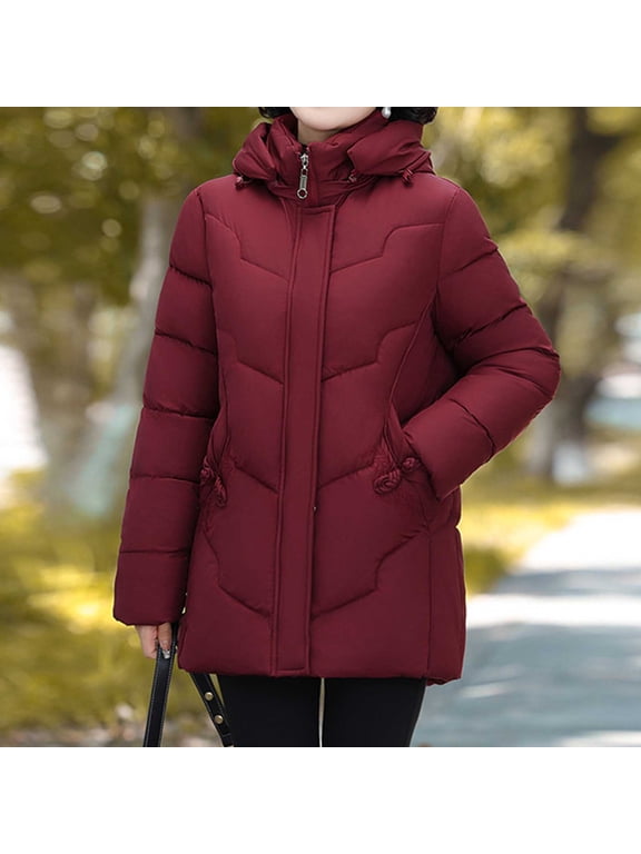 Women's Reversible Long Coat Winter Casual Loose Fit Zip-Up Overcoat with Pockets, Cotton Solid Color Outerwear for Cold Weather Commutes, Travel, and Weekend Strolls