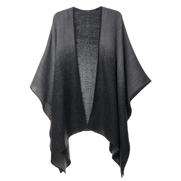 Women's Reversible Poncho Andean 100% Baby Alpaca Ruana Winter Wrap, Luxury Gradient Knit Cape by Alpaca Origins