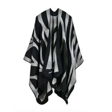 Women's Reversible Poncho Shawl Wrap Open Front Cape Cardigan Warm and Stylish Winter Blanket Scarf