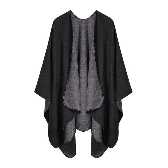 Women's Reversible Poncho Shawl Wrap Warm Winter Cape with Geometric Pattern Elegant and Stylish