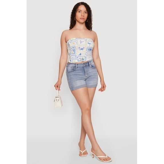 Women's Reversible Printed Pattern Crop Tube Top