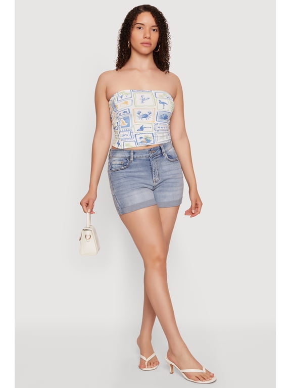 Women's Reversible Printed Pattern Crop Tube Top