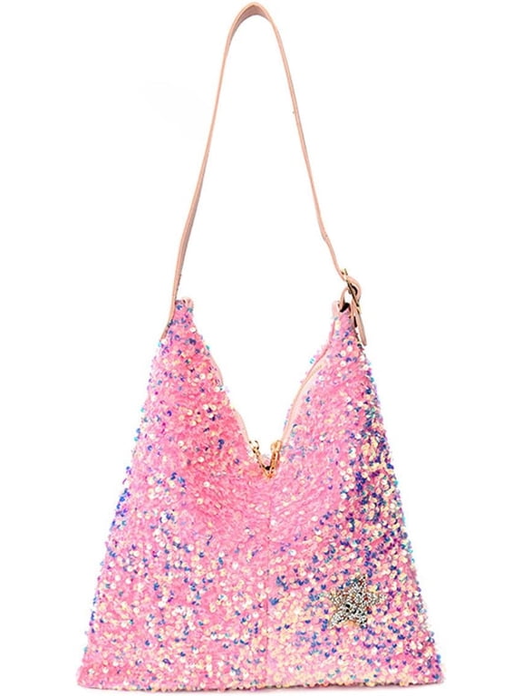 Women's Reversible Sequin Tote Bag Glitter Handbag Glitter Hobo Bag