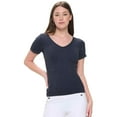 thumbnail image 1 of Women's Reversible Short Sleeve Stonewashed Ribbed Top, Black, One Size, 1 Piece, 1 of 5