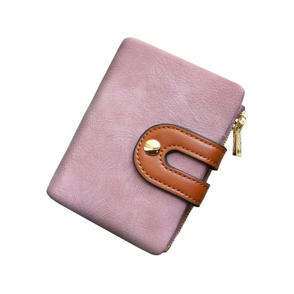 MINKUROW Women's Rfid Small Bifold Leather Wallet Ladies Mini Zipper Coin Purse id card Pocket,Slim Compact Thin