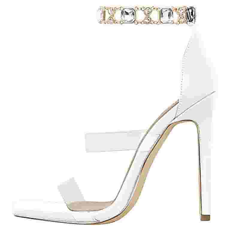 Hot clear strap heels in store Outlet