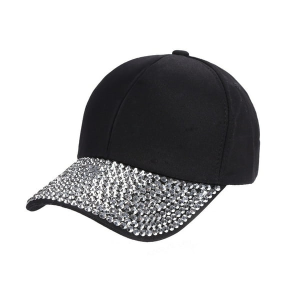 Women's Rhinestone Baseball Cap - Sparkling Adjustable Hat for Casual Daily Fashion (Trendy & Glamorous) Under 5$, Yubnlvae Womens Hat Shaped Snapback Cap Baseball Baseball , Black, One Size