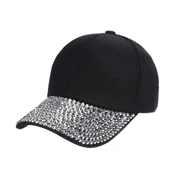 Women's Rhinestone Baseball Cap - Sparkling Adjustable Hat for Casual Daily Fashion (Trendy & Glamorous) Under 5$, Yubnlvae Womens Hat Shaped Snapback Cap Baseball Baseball , Black, One Size