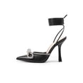 thumbnail image 1 of Women's Rhinestone Bow Lace-Up Stiletto Heels Pointed Toe Dress Sandals, 1 of 5