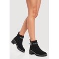 thumbnail image 1 of Women's Rhinestone Buckle Detail Mid Heel Booties, 1 of 6