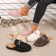thumbnail image 1 of Women's Rhinestone Buckle Mule Loafers, Plus Size Comfortable Slip On Casual Work Shoes, Lightweight Loafers for Daily Wear Office Shopping, 1 of 9