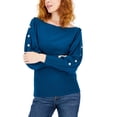 thumbnail image 1 of Women's Rhinestone-Button Sweater Teal Kingfisher L, 1 of 1