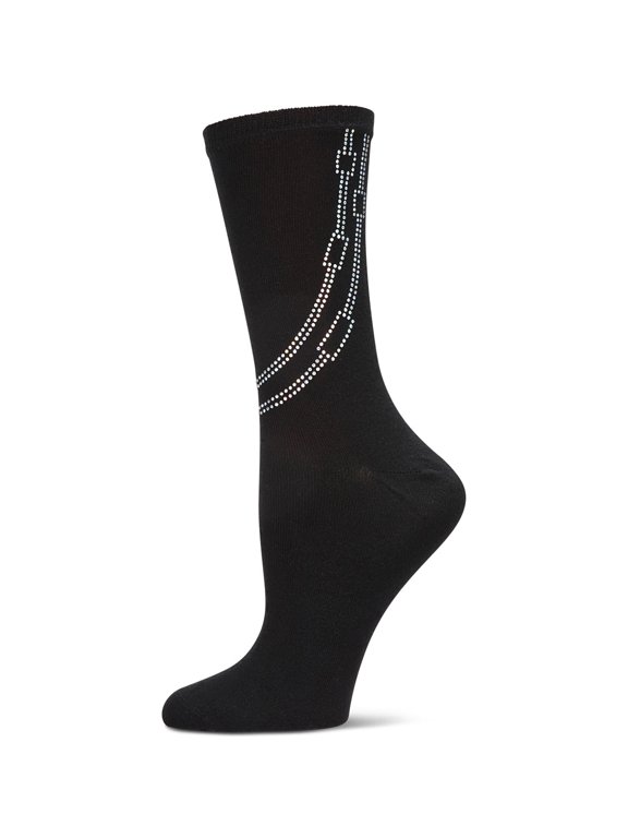 Women's Rhinestone Chain Crew Socks - Womens - Female, 9-11, Black