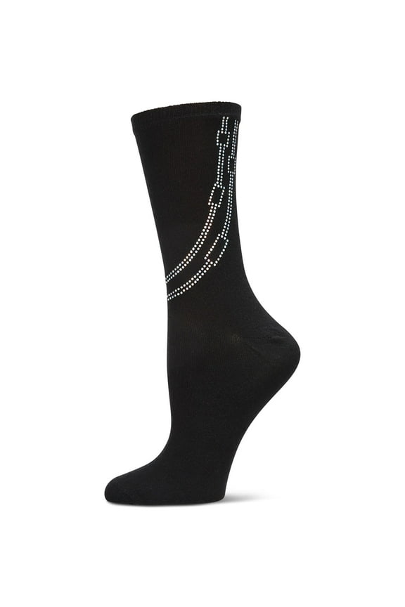 Women's Rhinestone Chain Crew Socks - Womens - Female, 9-11, Black