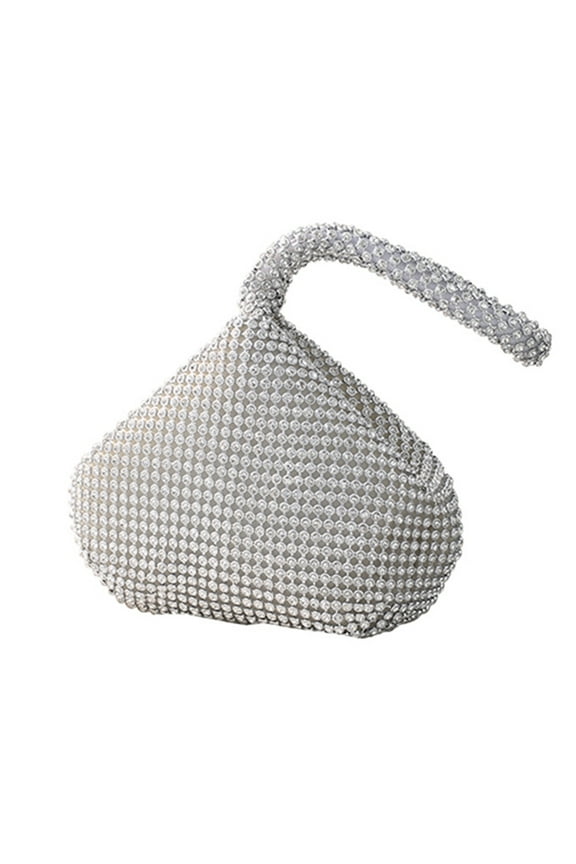 Women's Rhinestone Clutch Evening Bags Mini Sparkly Glitter Triangle Purse for Party Prom, Silver