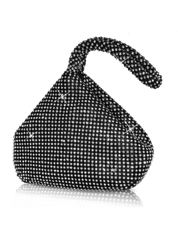 Women's Evening Bags Floral Rhinestone Evening Clutch, Sparkly Crystal Formal Handbag with Sparkly Glitter Triangle Purse for Lady Girl Bride Party