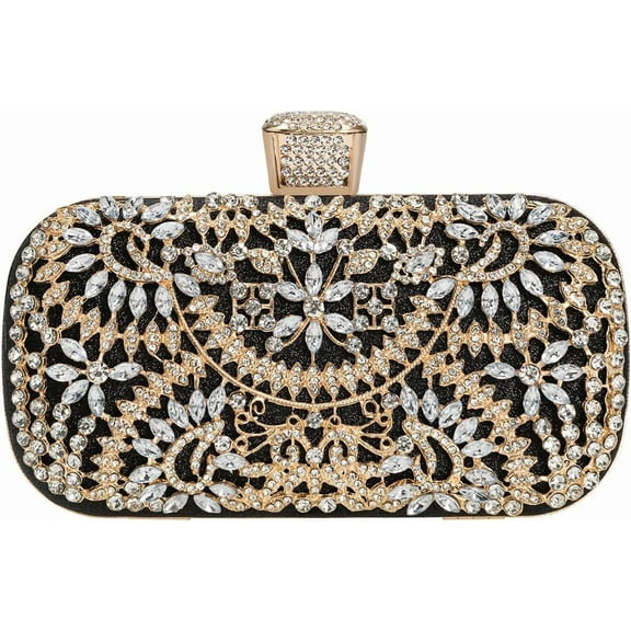 Women's Rhinestone Decorated Evening Bag, Tote Shoulder Crossbody Handbag with Chain