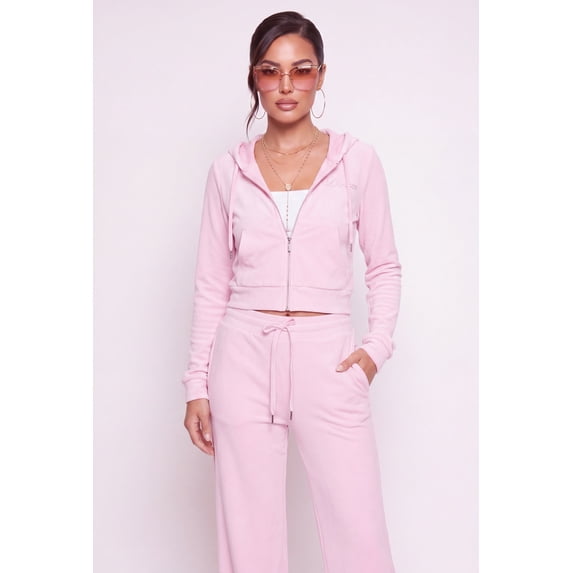Women's Rhinestone Dream Graphic Velour Zip Front Hoodie