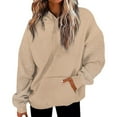 thumbnail image 1 of Women's Rhinestone Encrusted Hooded Sweatshirt, Comfortable Fleece Lined Pullover with Sparkle Design, Fashionable Casual Winter Wear for Autumn and Winter Seasons, Daily Use and Cold Weather Khaki, 1 of 9