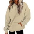 thumbnail image 1 of Women's Rhinestone Encrusted Hooded Sweatshirt, Comfortable Fleece Lined Pullover with Sparkle Design, Fashionable Casual Winter Wear for Autumn and Winter Seasons, Daily Use and Cold Weather Beige L, 1 of 10