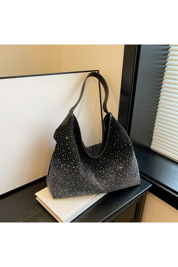 Women's Rhinestone Evening Bag,Shiny Tote Shoulder Bag,Sparkly Clutch Purse,Wedding Party Handbag,Satchel Bag with Zip,Fashionable Dressy Purse,Glamorous Night Out Bag