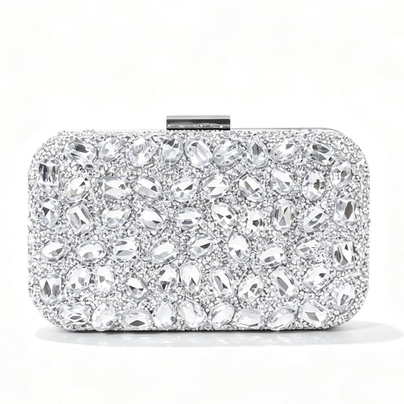 Women's Rhinestone Evening Clutch Purse Luxury Crystal Minaudiere Handbag Wedding Party Prom Bag with Chain Strap