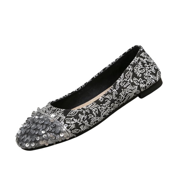 Women's Rhinestone Flats Elegant Glitter Ballet Flats Dress Pearl Wedding Shoes Pointed Toe Slip On Loafers for Women, 40