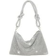 thumbnail image 1 of Women's Rhinestone Gingham Check Evening Purse Handbag, Silver, 1 of 9